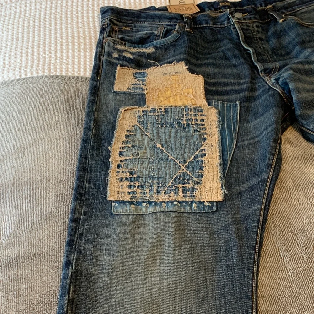Polo by Ralph Lauren Patchwork Distressed Blue Men's Jeans - Picture 5 of 14